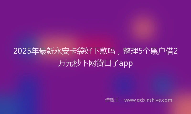 2025年最新永安卡袋好下款吗，整理5个黑户借2万元秒下网贷口子app