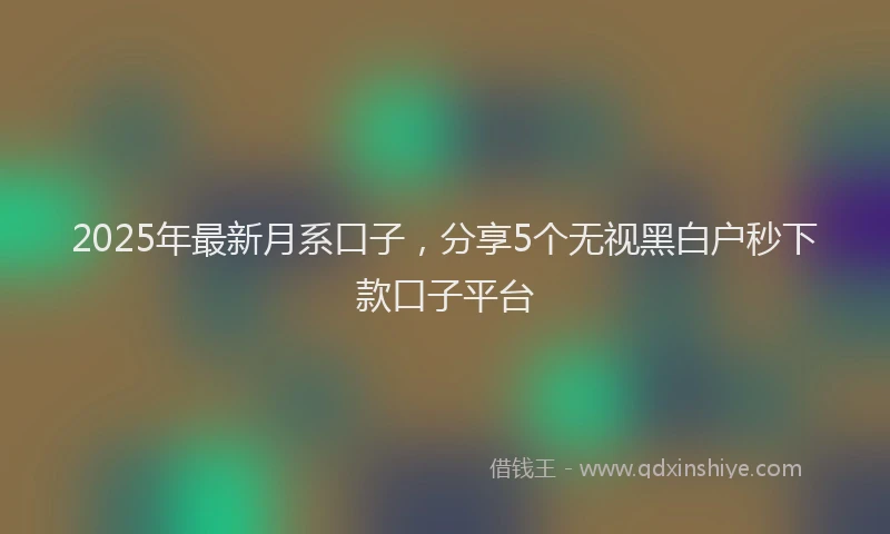 2025年最新月系口子，分享5个无视黑白户秒下款口子平台