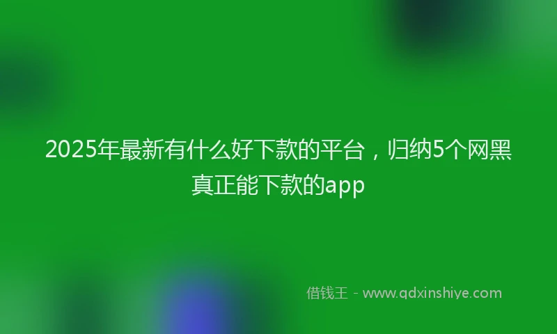 2025年最新有什么好下款的平台，归纳5个网黑真正能下款的app
