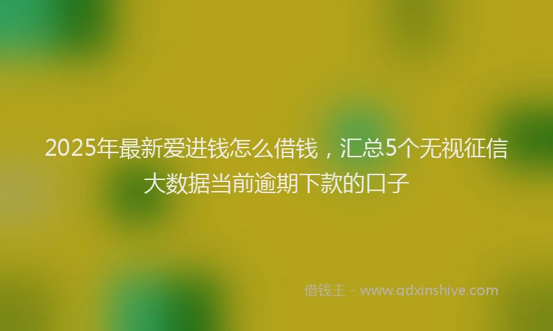 2025年最新爱进钱怎么借钱，汇总5个无视征信大数据当前逾期下款的口子