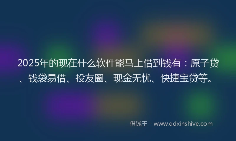 2025年的现在什么软件能马上借到钱有：原子贷、钱袋易借、投友圈、现金无忧、快捷宝贷等。