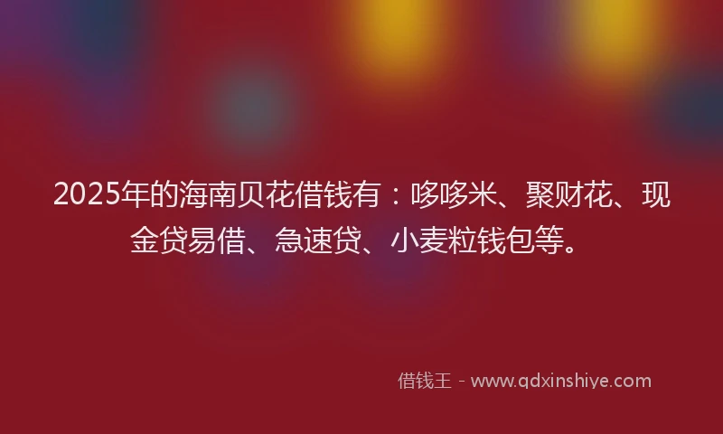 2025年的海南贝花借钱有：哆哆米、聚财花、现金贷易借、急速贷、小麦粒钱包等。