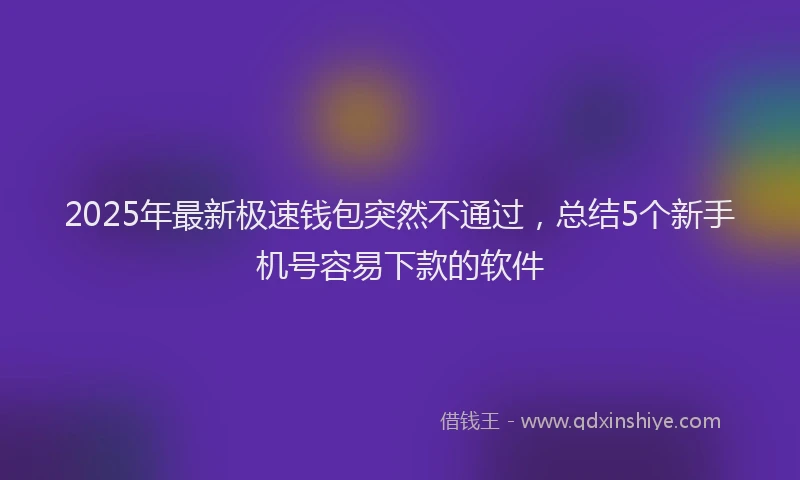 2025年最新极速钱包突然不通过，总结5个新手机号容易下款的软件