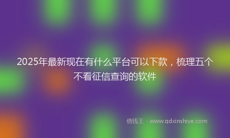 2025年最新现在有什么平台可以下款，梳理五个不看征信查询的软件