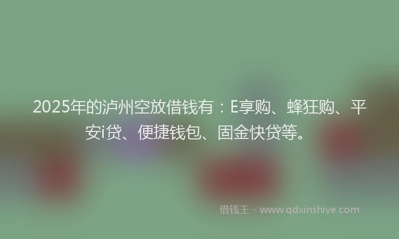 2025年的泸州空放借钱有：E享购、蜂狂购、平安i贷、便捷钱包、固金快贷等。