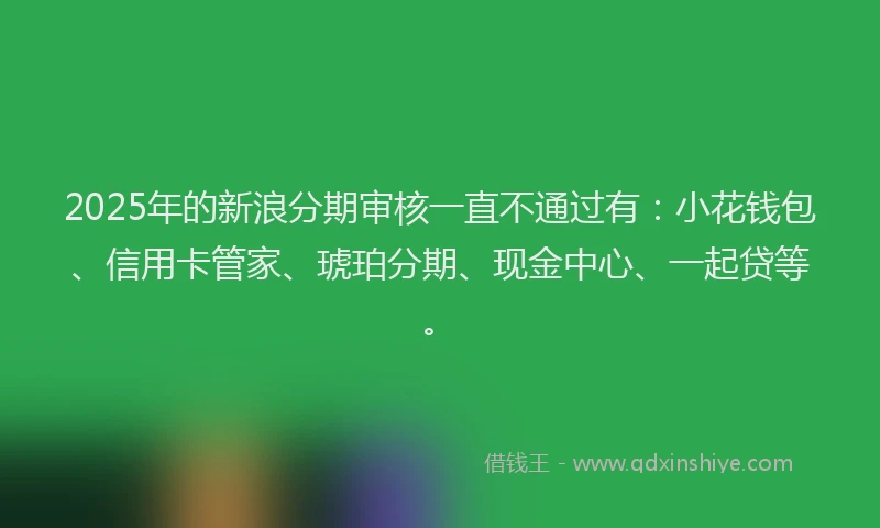 2025年的新浪分期审核一直不通过有：小花钱包、信用卡管家、琥珀分期、现金中心、一起贷等。