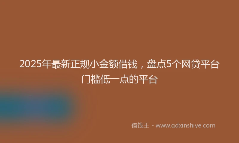 2025年最新正规小金额借钱，盘点5个网贷平台门槛低一点的平台