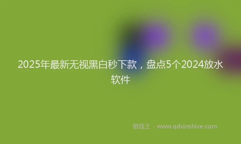 2025年最新无视黑白秒下款，盘点5个2024放水软件