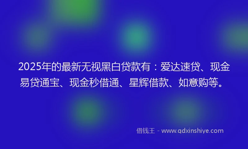 2025年的最新无视黑白贷款有：爱达速贷、现金易贷通宝、现金秒借通、星辉借款、如意购等。