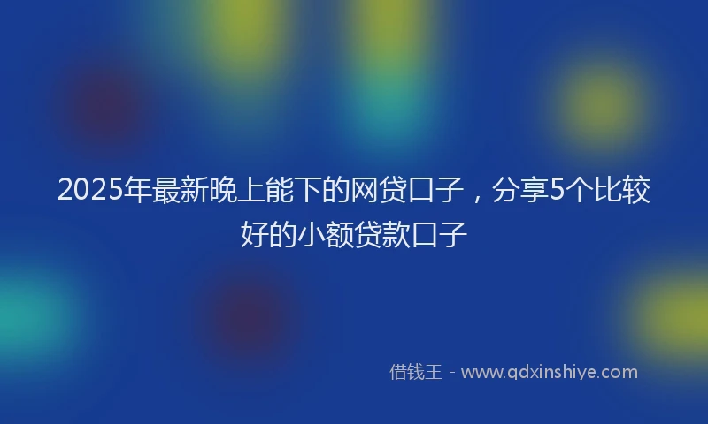2025年最新晚上能下的网贷口子，分享5个比较好的小额贷款口子