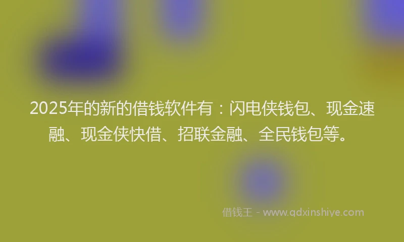 2025年的新的借钱软件有：闪电侠钱包、现金速融、现金侠快借、招联金融、全民钱包等。