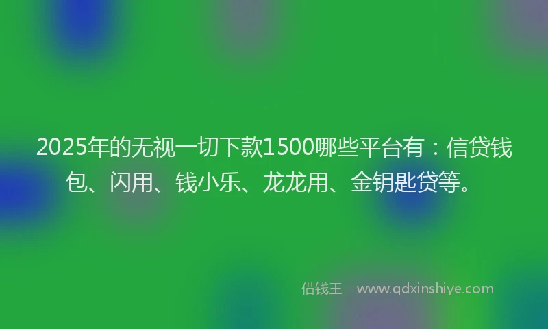 2025年的无视一切下款1500哪些平台有：信贷钱包、闪用、钱小乐、龙龙用、金钥匙贷等。