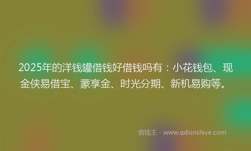 2025年的洋钱罐借钱好借钱吗有：小花钱包、现金侠易借宝、蒙享金、时光分期、新机易购等。