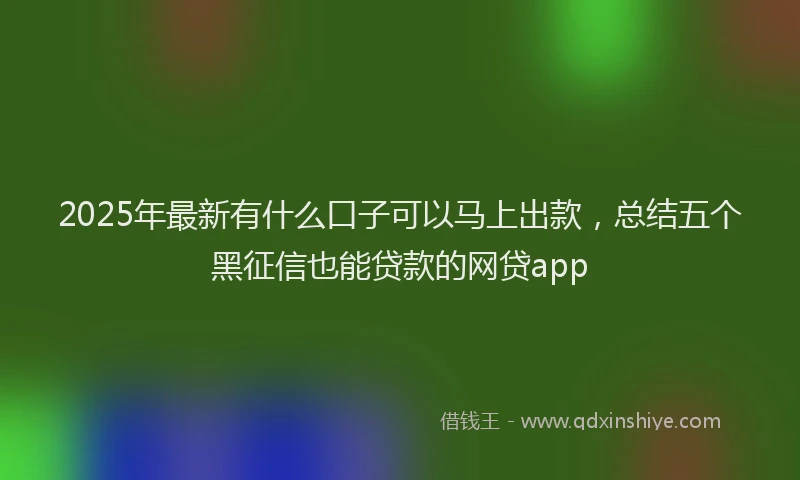 2025年最新有什么口子可以马上出款，总结五个黑征信也能贷款的网贷app