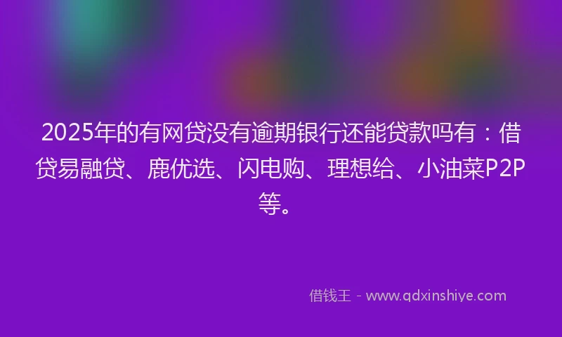 2025年的有网贷没有逾期银行还能贷款吗有：借贷易融贷、鹿优选、闪电购、理想给、小油菜P2P等。