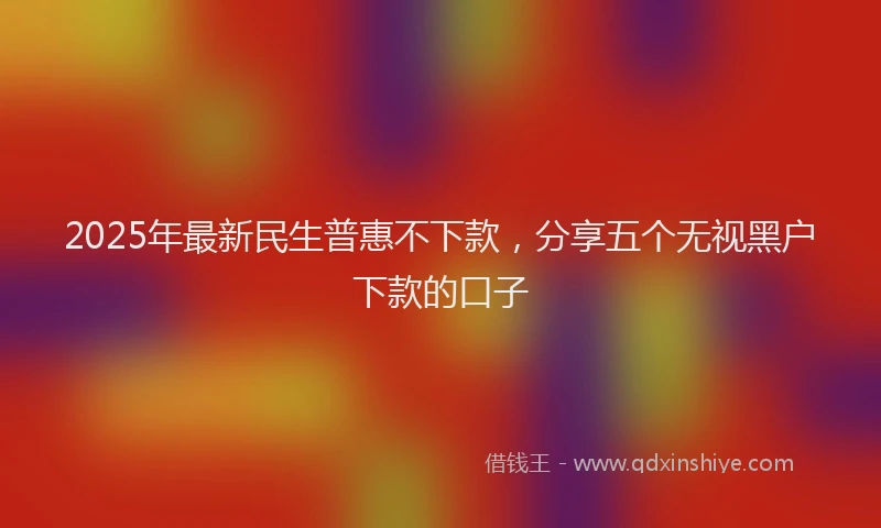 2025年最新民生普惠不下款，分享五个无视黑户下款的口子