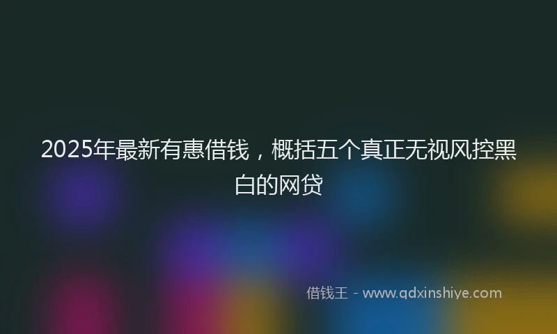 2025年最新有惠借钱，概括五个真正无视风控黑白的网贷
