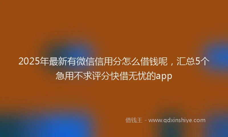 2025年最新有微信信用分怎么借钱呢，汇总5个急用不求评分快借无忧的app