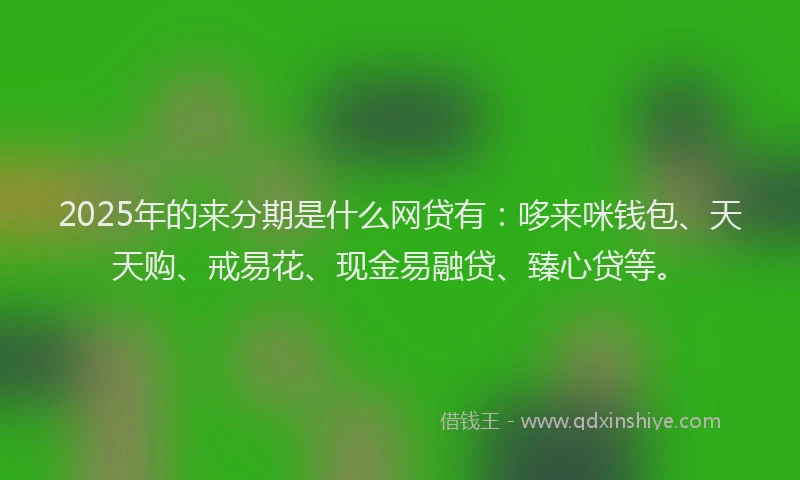 2025年的来分期是什么网贷有：哆来咪钱包、天天购、戒易花、现金易融贷、臻心贷等。