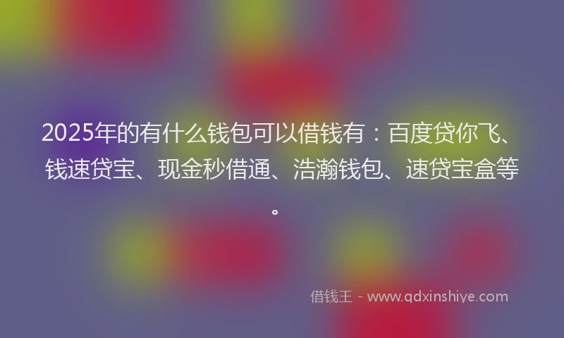 2025年的有什么钱包可以借钱有：百度贷你飞、钱速贷宝、现金秒借通、浩瀚钱包、速贷宝盒等。