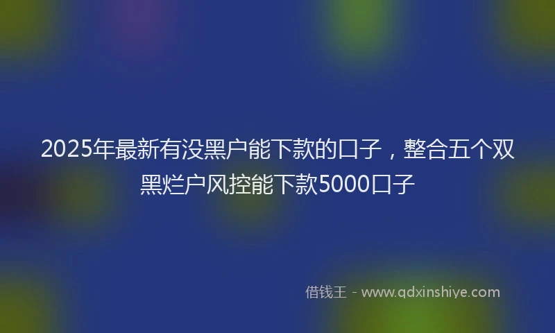 2025年最新有没黑户能下款的口子，整合五个双黑烂户风控能下款5000口子