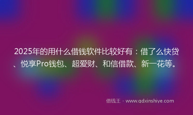 2025年的用什么借钱软件比较好有：借了么快贷、悦享Pro钱包、超爱财、和信借款、新一花等。