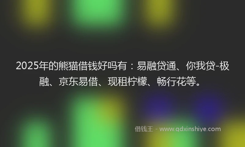 2025年的熊猫借钱好吗有：易融贷通、你我贷-极融、京东易借、现租柠檬、畅行花等。