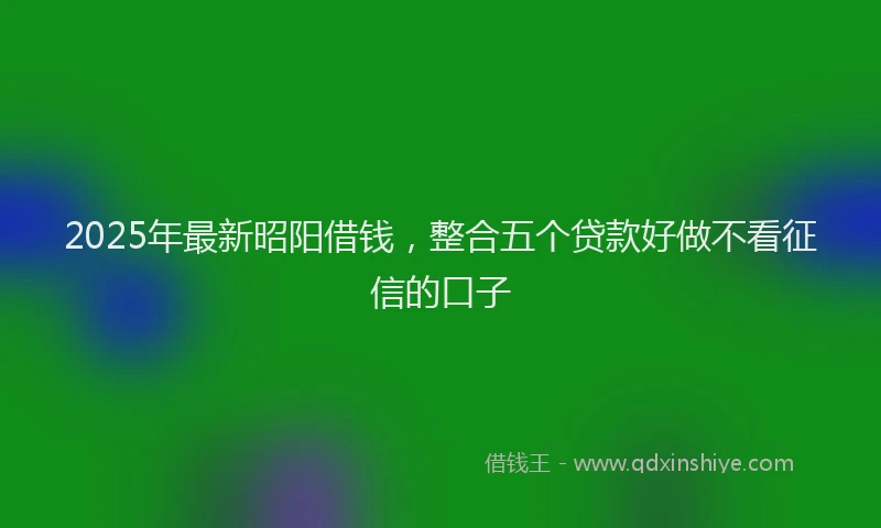 2025年最新昭阳借钱，整合五个贷款好做不看征信的口子