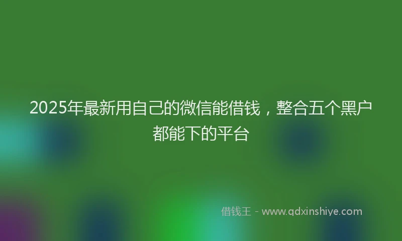 2025年最新用自己的微信能借钱，整合五个黑户都能下的平台