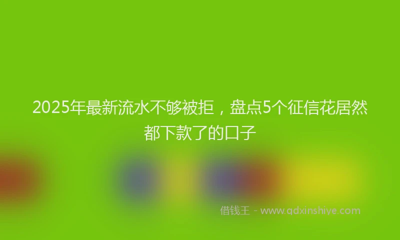 2025年最新流水不够被拒，盘点5个征信花居然都下款了的口子