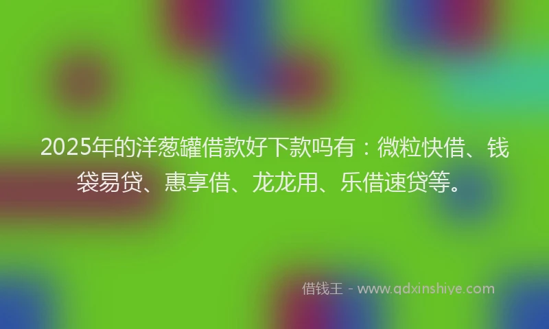2025年的洋葱罐借款好下款吗有：微粒快借、钱袋易贷、惠享借、龙龙用、乐借速贷等。