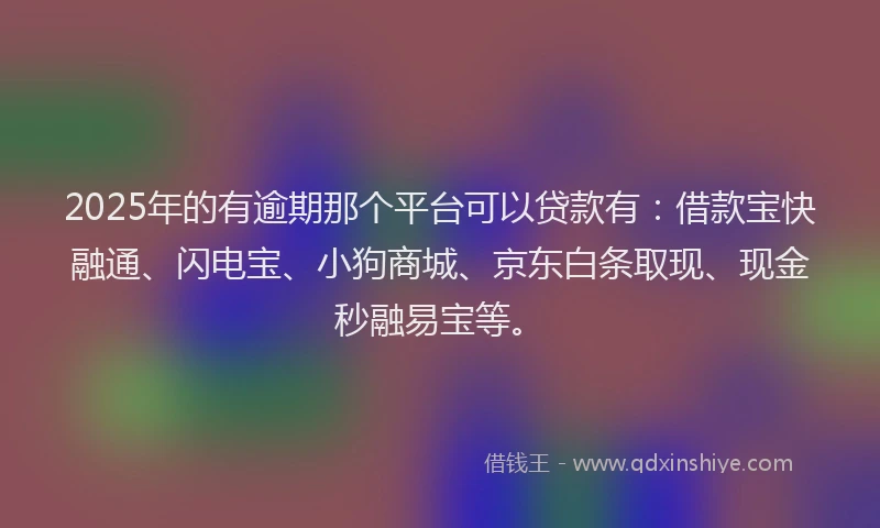 2025年的有逾期那个平台可以贷款有：借款宝快融通、闪电宝、小狗商城、京东白条取现、现金秒融易宝等。