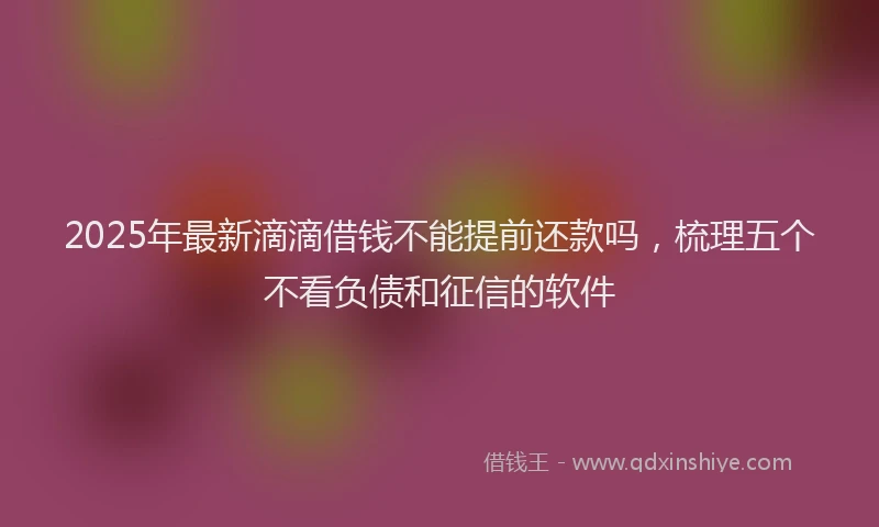 2025年最新滴滴借钱不能提前还款吗，梳理五个不看负债和征信的软件
