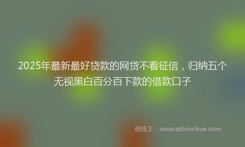 2025年最新最好贷款的网贷不看征信，归纳五个无视黑白百分百下款的借款口子