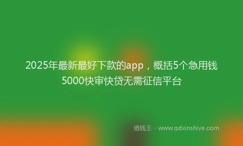 2025年最新最好下款的app，概括5个急用钱5000快审快贷无需征信平台