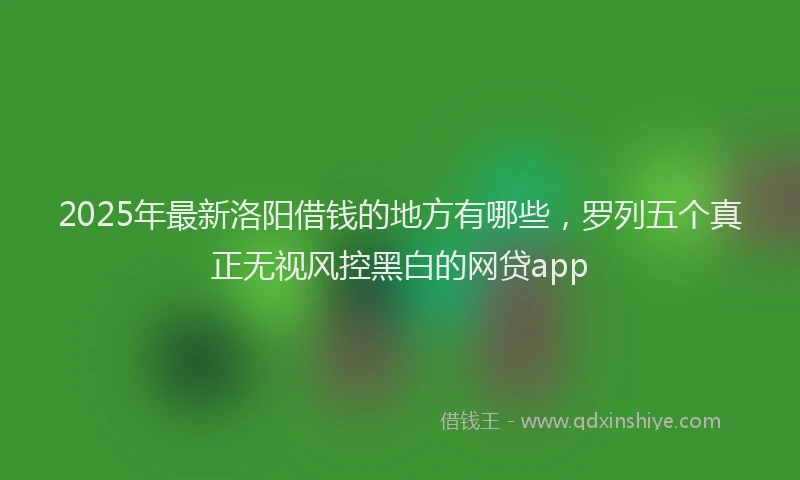 2025年最新洛阳借钱的地方有哪些，罗列五个真正无视风控黑白的网贷app