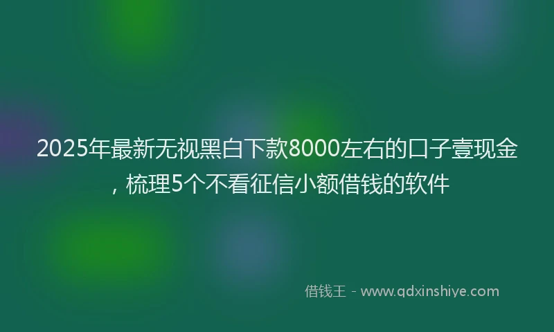 2025年最新无视黑白下款8000左右的口子壹现金，梳理5个不看征信小额借钱的软件