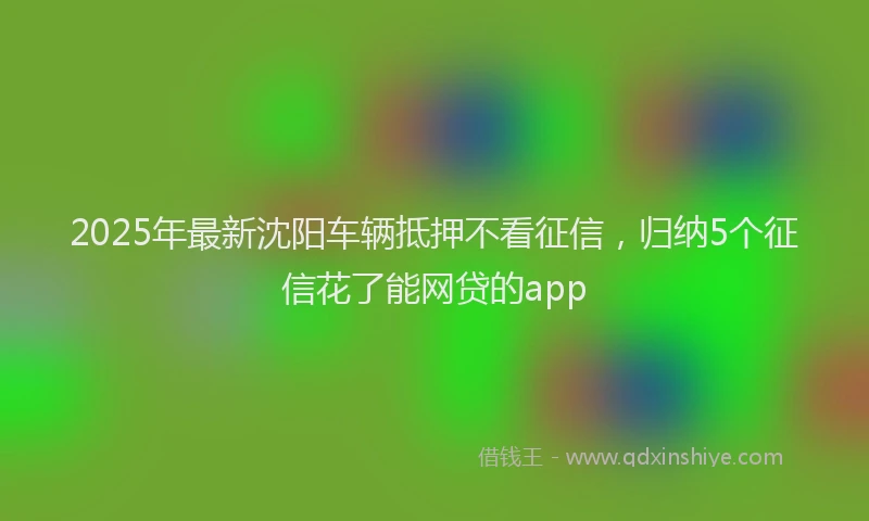 2025年最新沈阳车辆抵押不看征信，归纳5个征信花了能网贷的app