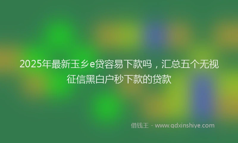 2025年最新玉乡e贷容易下款吗，汇总五个无视征信黑白户秒下款的贷款
