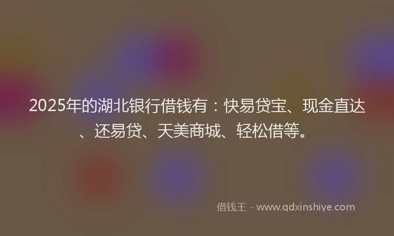 2025年的湖北银行借钱有：快易贷宝、现金直达、还易贷、天美商城、轻松借等。