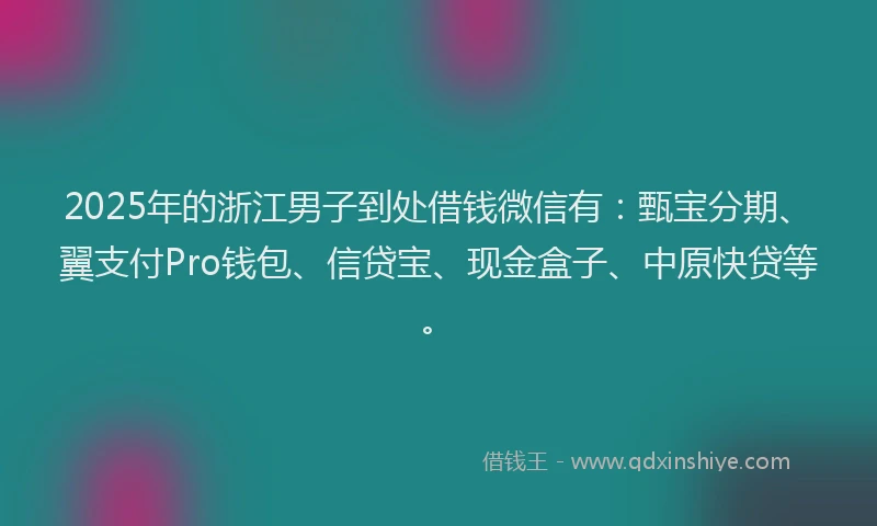 2025年的浙江男子到处借钱微信有：甄宝分期、翼支付Pro钱包、信贷宝、现金盒子、中原快贷等。