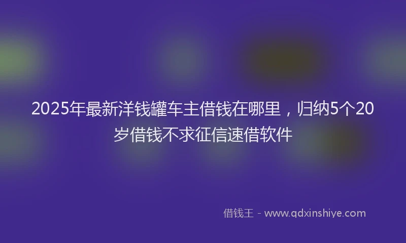 2025年最新洋钱罐车主借钱在哪里，归纳5个20岁借钱不求征信速借软件