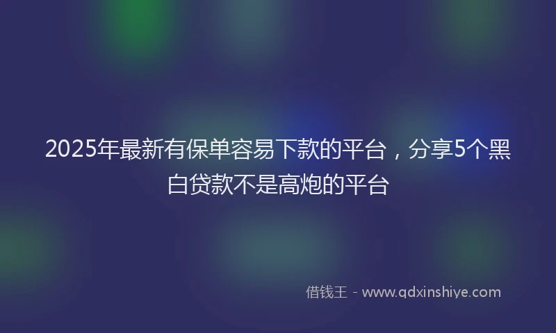 2025年最新有保单容易下款的平台，分享5个黑白贷款不是高炮的平台