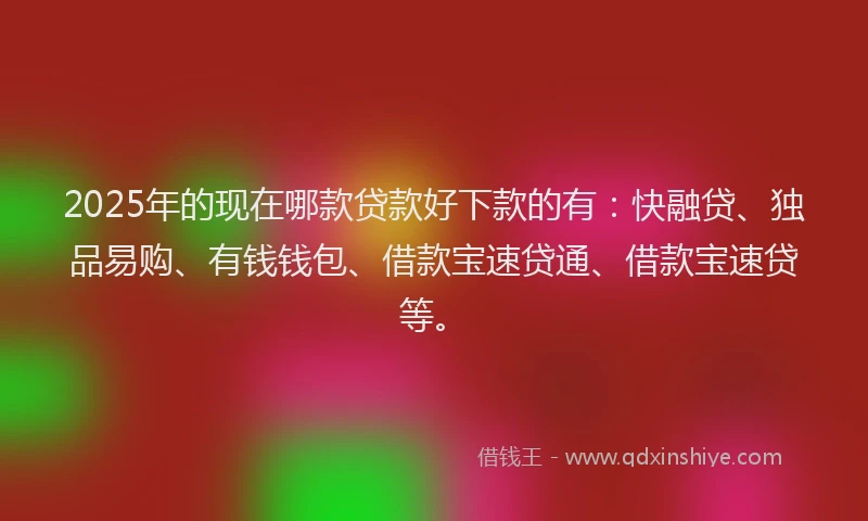 2025年的现在哪款贷款好下款的有：快融贷、独品易购、有钱钱包、借款宝速贷通、借款宝速贷等。