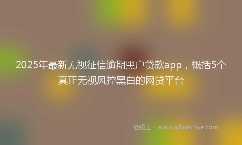 2025年最新无视征信逾期黑户贷款app，概括5个真正无视风控黑白的网贷平台