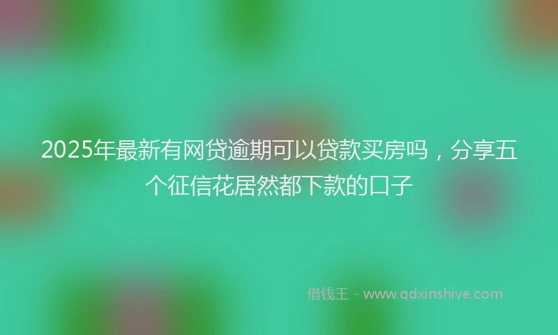 2025年最新有网贷逾期可以贷款买房吗，分享五个征信花居然都下款的口子