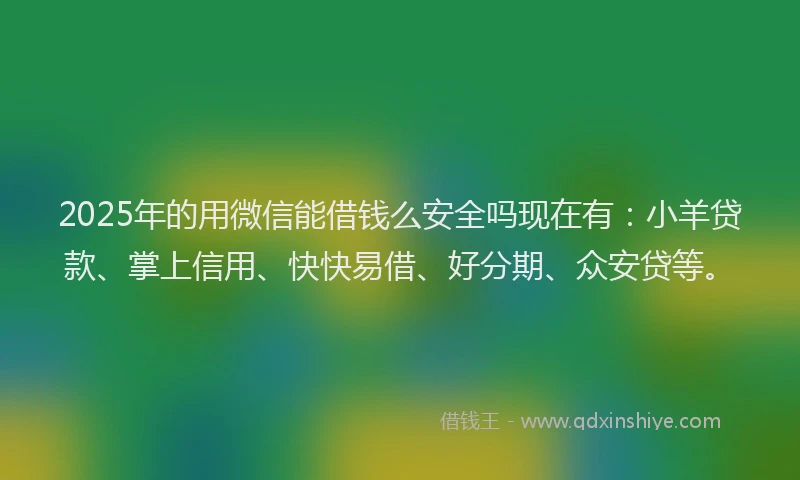 2025年的用微信能借钱么安全吗现在有：小羊贷款、掌上信用、快快易借、好分期、众安贷等。