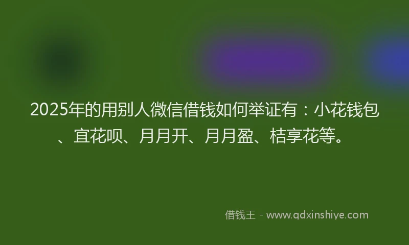 2025年的用别人微信借钱如何举证有：小花钱包、宜花呗、月月开、月月盈、桔享花等。