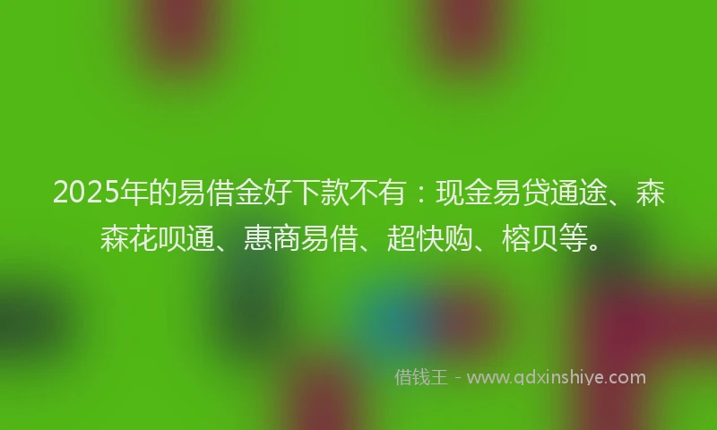 2025年的易借金好下款不有：现金易贷通途、森森花呗通、惠商易借、超快购、榕贝等。