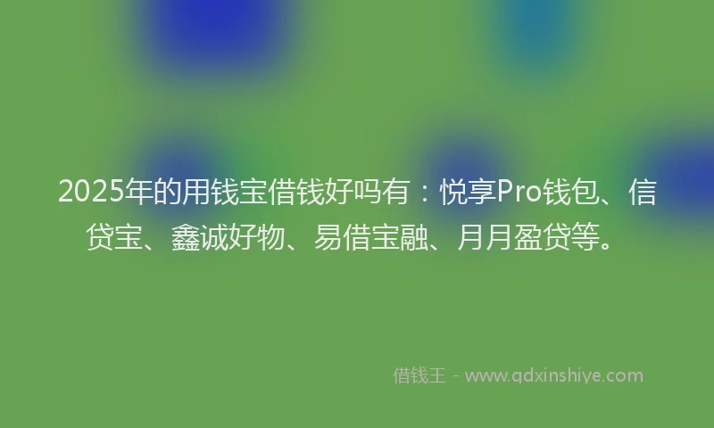2025年的用钱宝借钱好吗有：悦享Pro钱包、信贷宝、鑫诚好物、易借宝融、月月盈贷等。